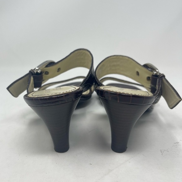 AK Anne Klein Sandals Womens 6.5M iflex Akberlynn Brown Embossed Leather Shoes - Picture 4 of 14